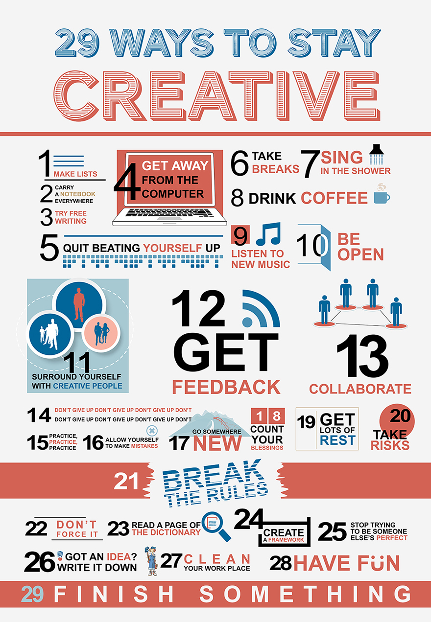 29 ways to stay creative by  http://dailyinfographic.com/