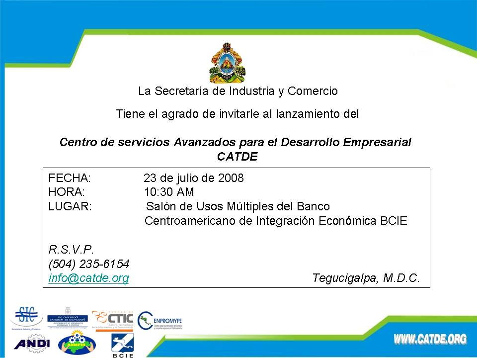 Invitación CATDE 23 JULIO. Tegucigalpa. Honduras