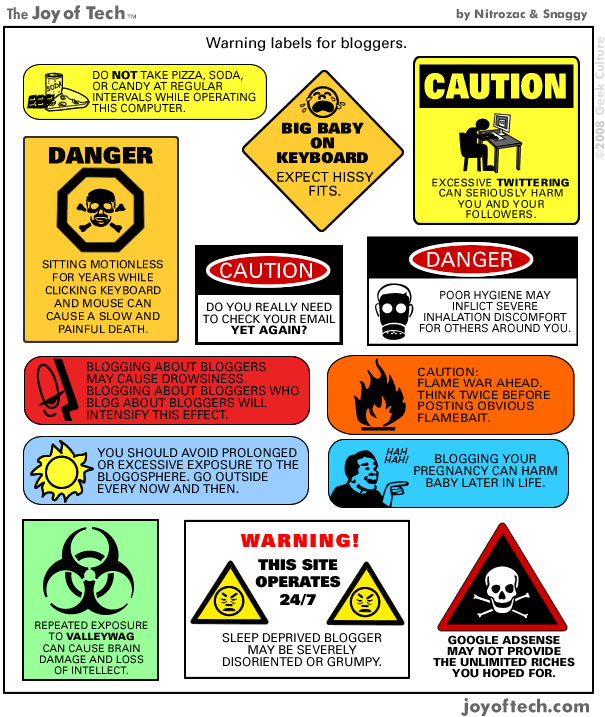 warning labels for bloggers